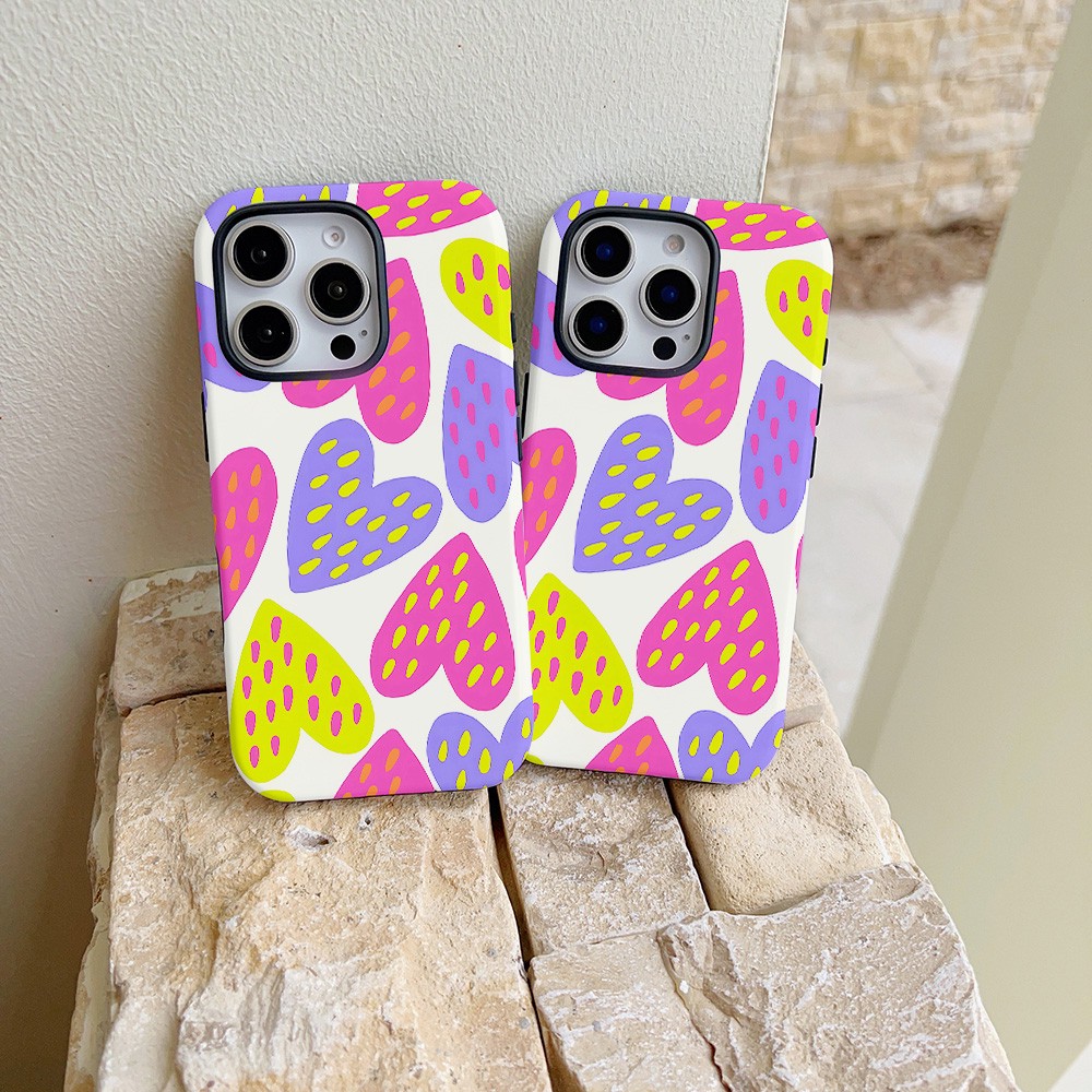 Google Pixel 8A - Bright Color Heart Print Phone Case